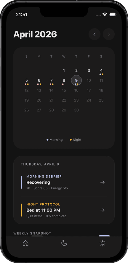 Dusk mobile app: daytime guidance and timed cues
